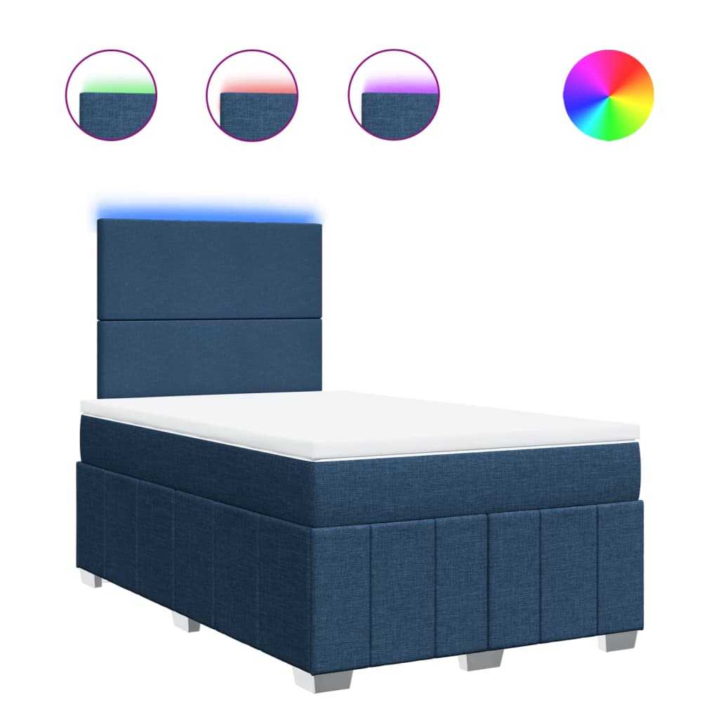 vidaXL Κρεβάτι Boxspring με Στρώμα Μπλε 120x190 εκ. Υφασμάτινο