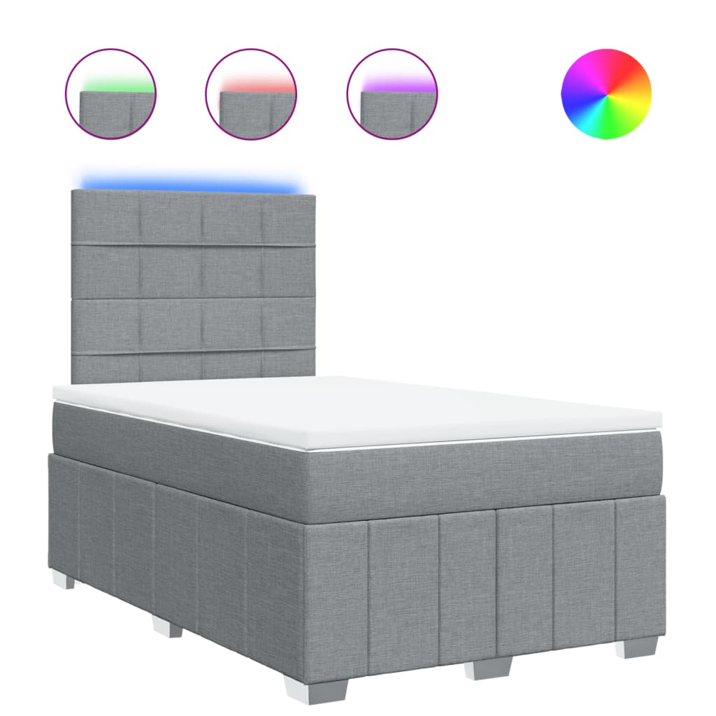 vidaXL Κρεβάτι Boxspring με Στρώμα Ανοιχτό Γκρι 120x190 εκ. Υφασμάτινο