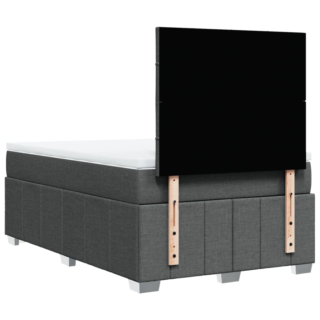 vidaXL Κρεβάτι Boxspring με Στρώμα Σκούρο Γκρι 120x190 εκ Υφασμάτινο