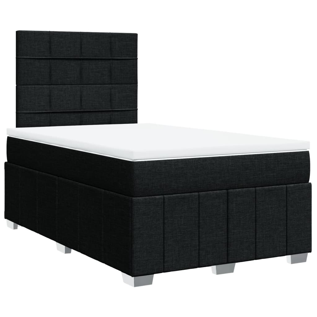 vidaXL Κρεβάτι Boxspring με Στρώμα Μαύρο 120x190 εκ. Υφασμάτινο