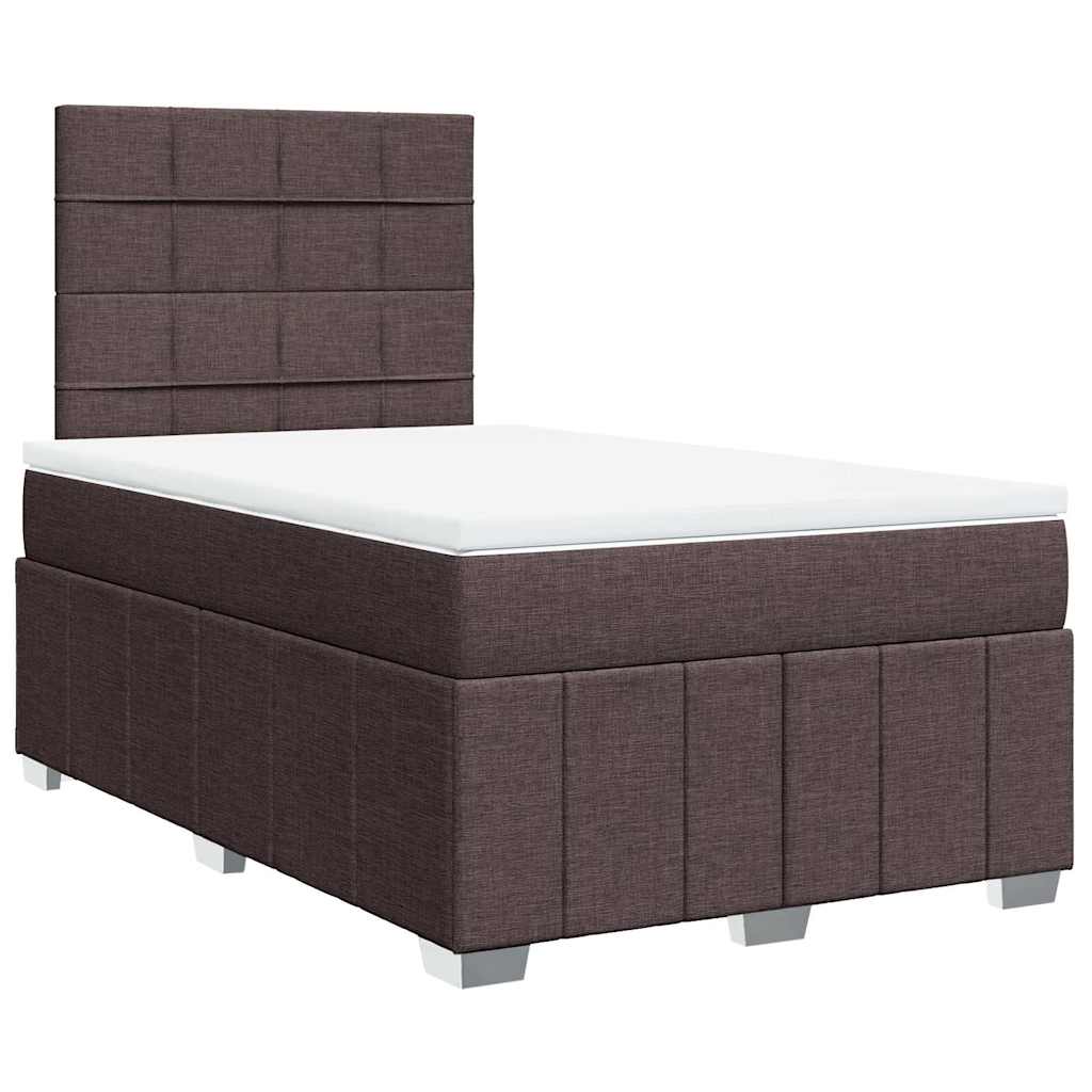 vidaXL Κρεβάτι Boxspring με Στρώμα Σκούρο Καφέ 120x190 εκ Υφασμάτινο