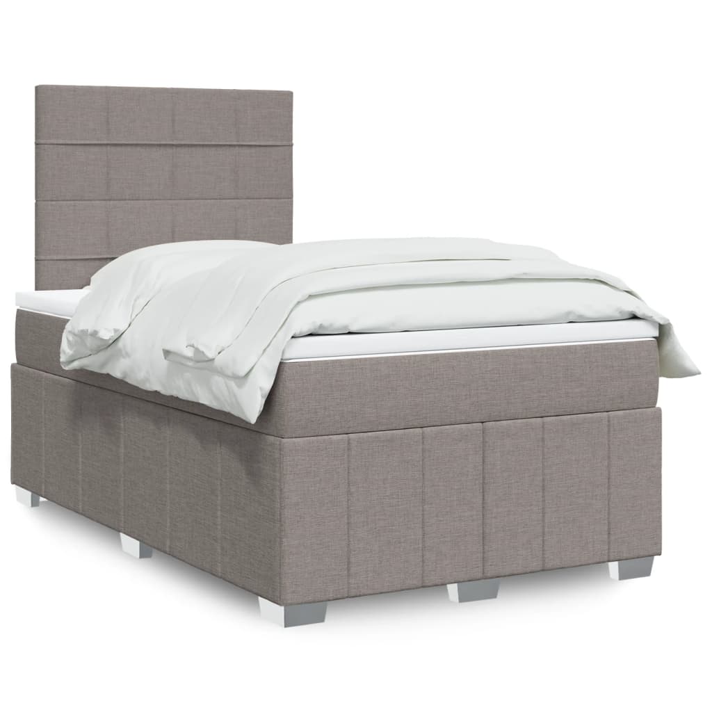 vidaXL Κρεβάτι Boxspring με Στρώμα Taupe 120x190 εκ. Υφασμάτινο