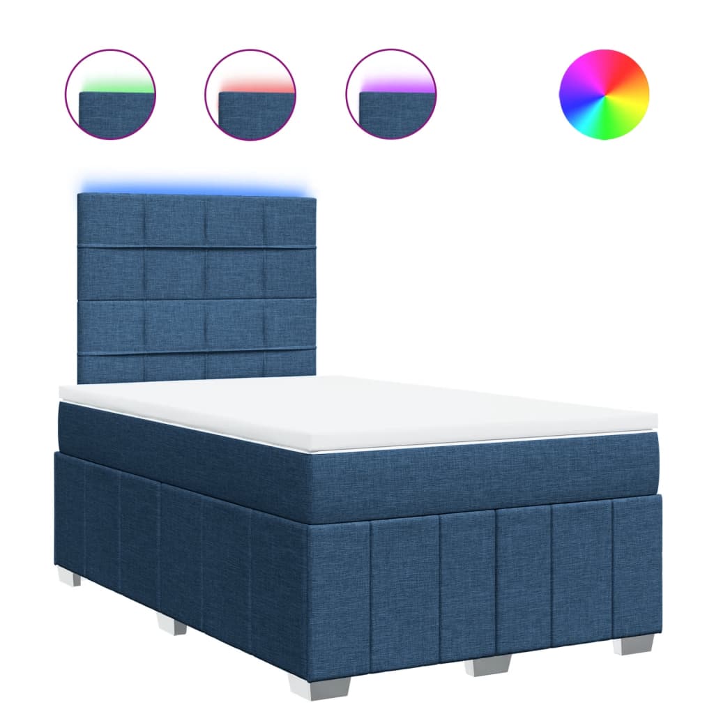 vidaXL Κρεβάτι Boxspring με Στρώμα Μπλε 120x190 εκ. Υφασμάτινο