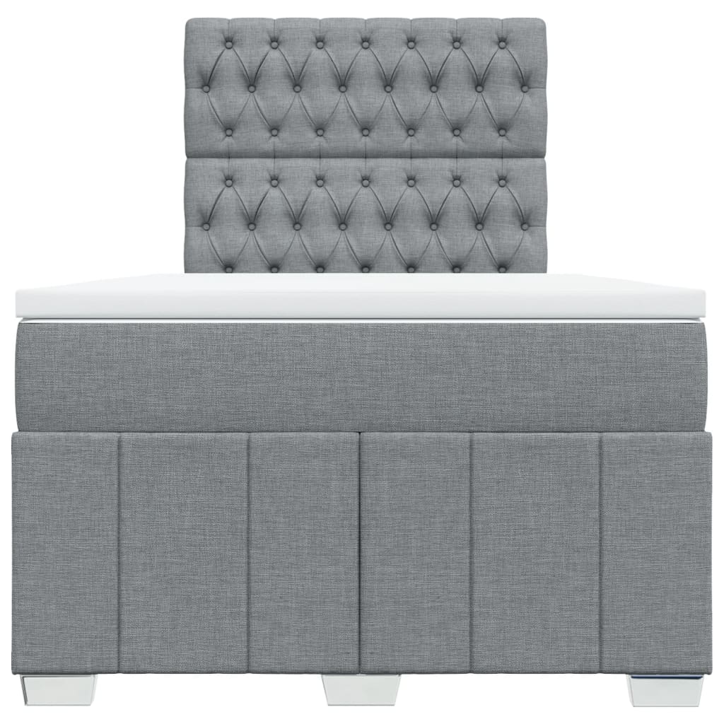 vidaXL Κρεβάτι Boxspring με Στρώμα Ανοιχτό Γκρι 120x190 εκ. Υφασμάτινο