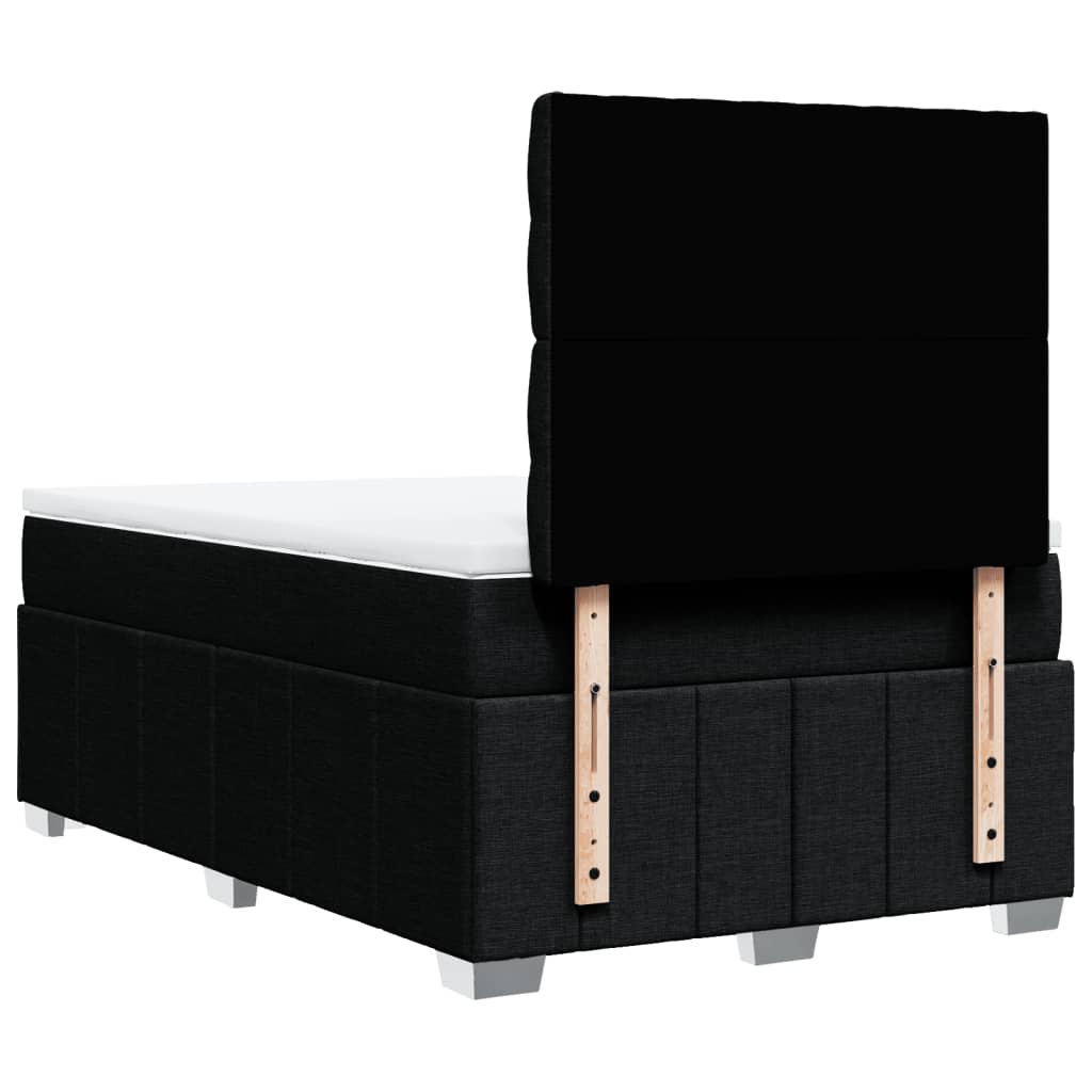 vidaXL Κρεβάτι Boxspring με Στρώμα Μαύρο 120x190 εκ. Υφασμάτινο