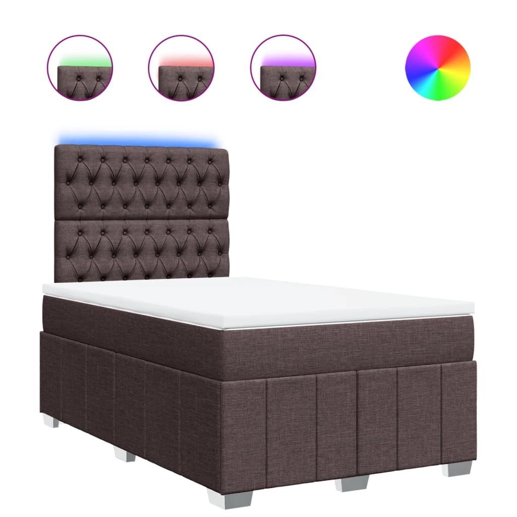 vidaXL Κρεβάτι Boxspring με Στρώμα Σκούρο Καφέ 120x190 εκ Υφασμάτινο