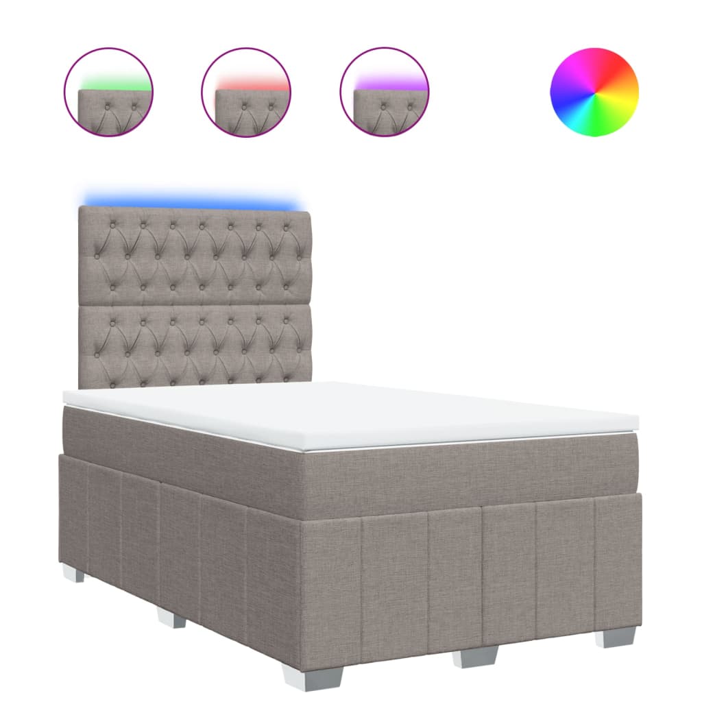 vidaXL Κρεβάτι Boxspring με Στρώμα Taupe 120x190 εκ. Υφασμάτινο