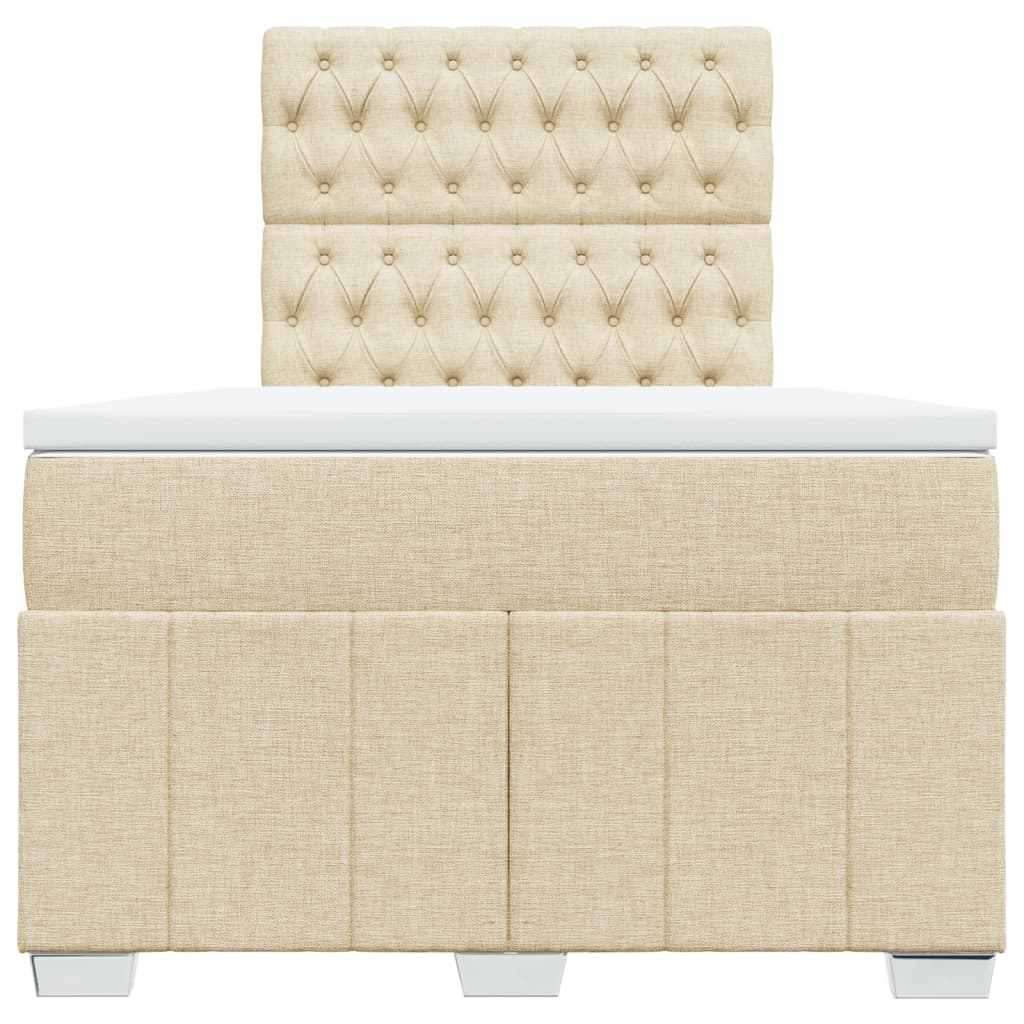 vidaXL Κρεβάτι Boxspring με Στρώμα Κρεμ 120x190 εκ. Υφασμάτινο
