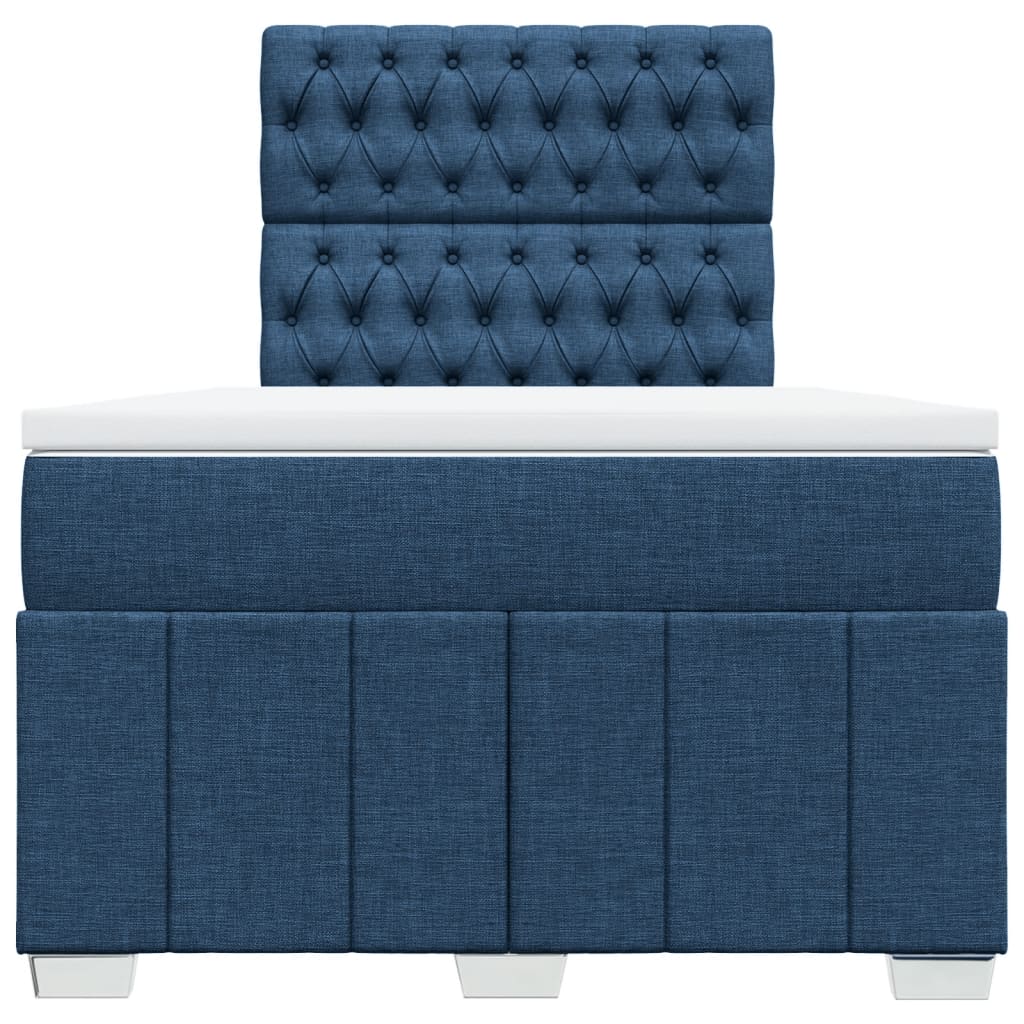 vidaXL Κρεβάτι Boxspring με Στρώμα Μπλε 120x190 εκ. Υφασμάτινο