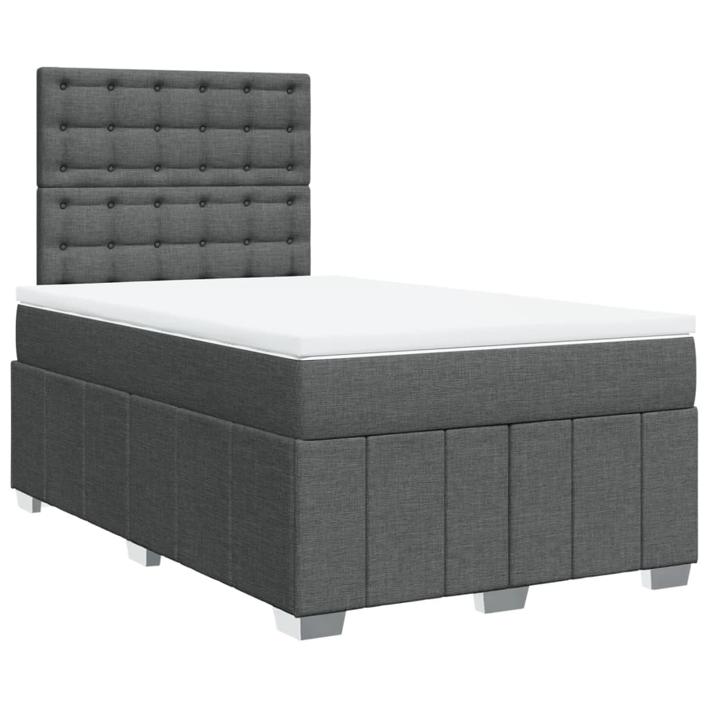 vidaXL Κρεβάτι Boxspring με Στρώμα Σκούρο Γκρι 120x190 εκ Υφασμάτινο