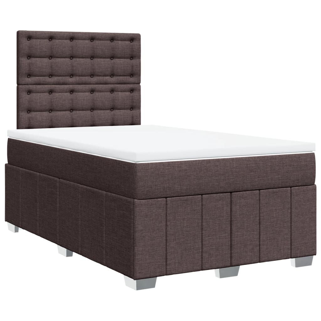 vidaXL Κρεβάτι Boxspring με Στρώμα Σκούρο Καφέ 120x190 εκ Υφασμάτινο