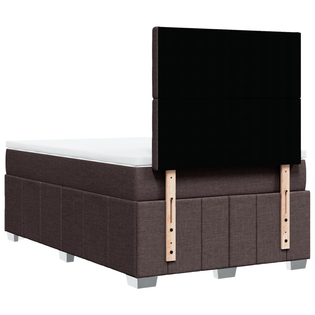 vidaXL Κρεβάτι Boxspring με Στρώμα Σκούρο Καφέ 120x190 εκ Υφασμάτινο