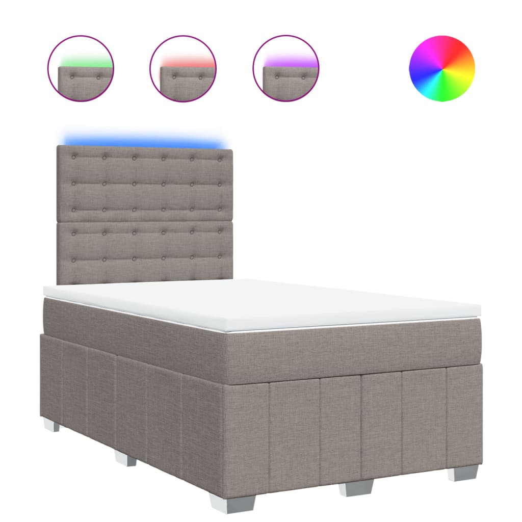 vidaXL Κρεβάτι Boxspring με Στρώμα Taupe 120x190 εκ. Υφασμάτινο