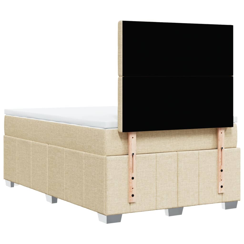vidaXL Κρεβάτι Boxspring με Στρώμα Κρεμ 120x190 εκ. Υφασμάτινο