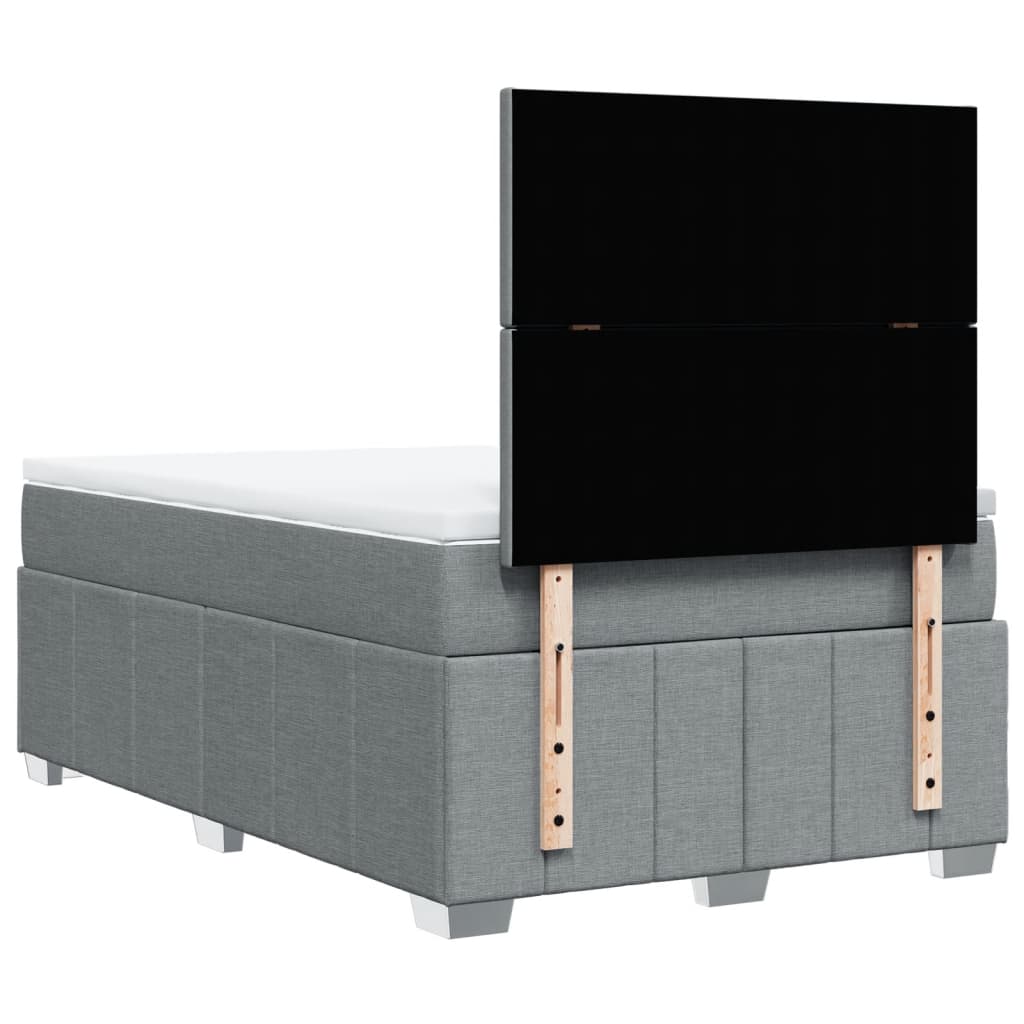 vidaXL Κρεβάτι Boxspring με Στρώμα Ανοιχτό Γκρι 120x200 εκ. Υφασμάτινο