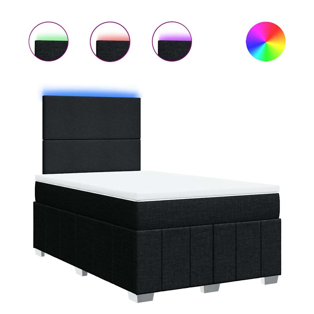 vidaXL Κρεβάτι Boxspring με Στρώμα Μαύρο 120x200 εκ. Υφασμάτινο