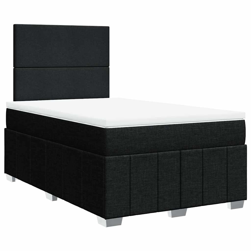 vidaXL Κρεβάτι Boxspring με Στρώμα Μαύρο 120x200 εκ. Υφασμάτινο