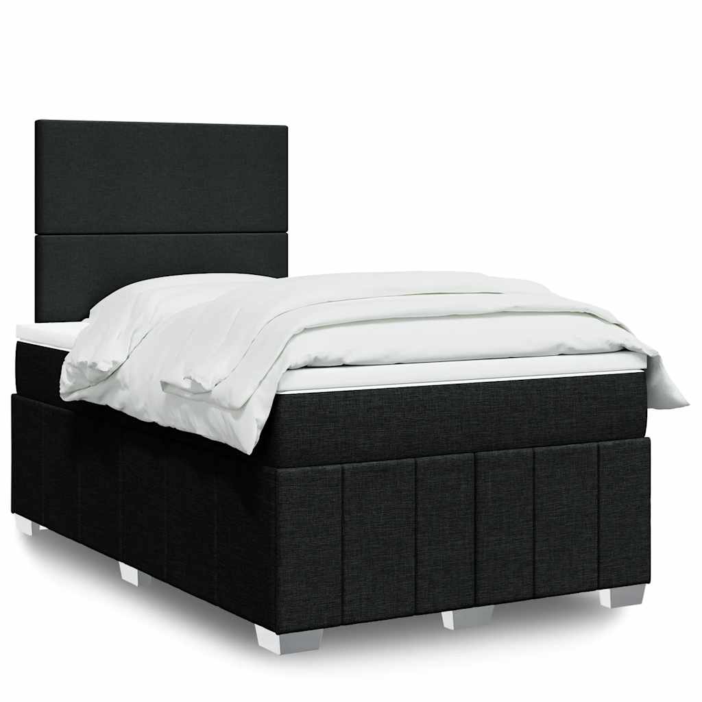 vidaXL Κρεβάτι Boxspring με Στρώμα Μαύρο 120x200 εκ. Υφασμάτινο