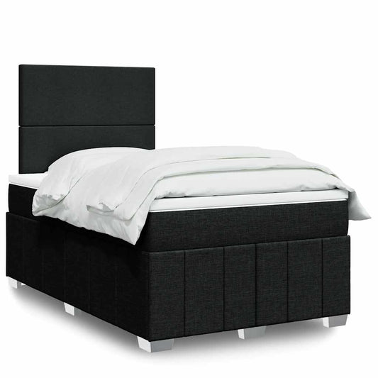 vidaXL Κρεβάτι Boxspring με Στρώμα Μαύρο 120x200 εκ. Υφασμάτινο