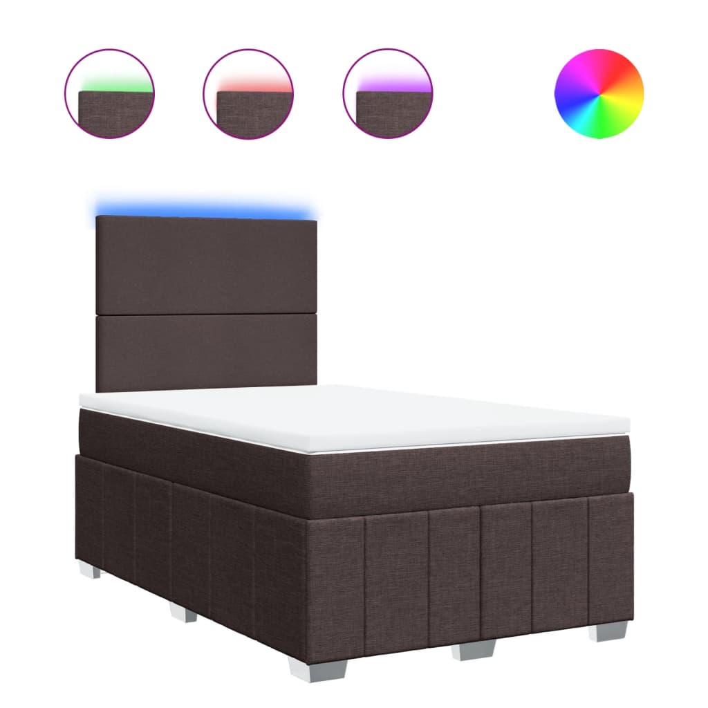 vidaXL Κρεβάτι Boxspring με Στρώμα Σκούρο Καφέ 120x200 εκ. Υφασμάτινο
