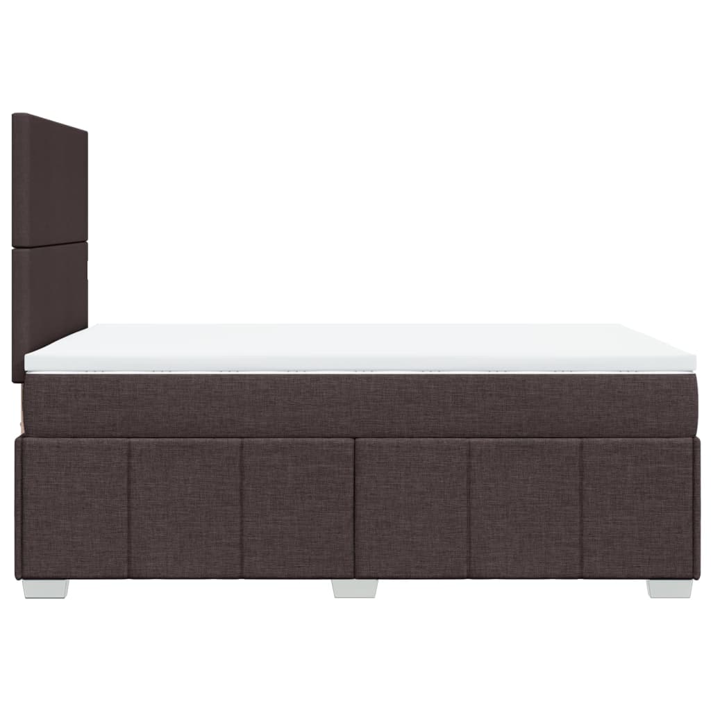 vidaXL Κρεβάτι Boxspring με Στρώμα Σκούρο Καφέ 120x200 εκ. Υφασμάτινο