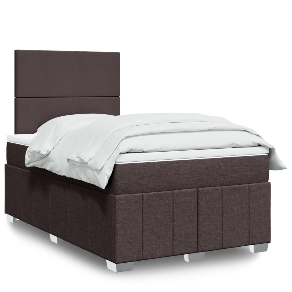 vidaXL Κρεβάτι Boxspring με Στρώμα Σκούρο Καφέ 120x200 εκ. Υφασμάτινο