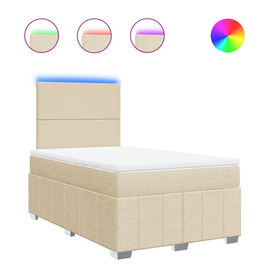 vidaXL Κρεβάτι Boxspring με Στρώμα Κρεμ 120x200 εκ. Υφασμάτινο