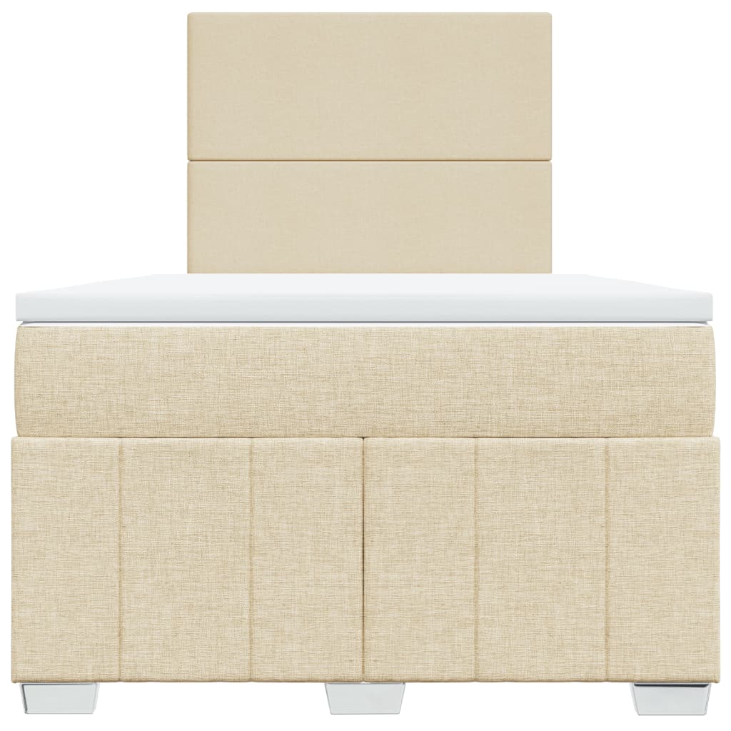 vidaXL Κρεβάτι Boxspring με Στρώμα Κρεμ 120x200 εκ. Υφασμάτινο