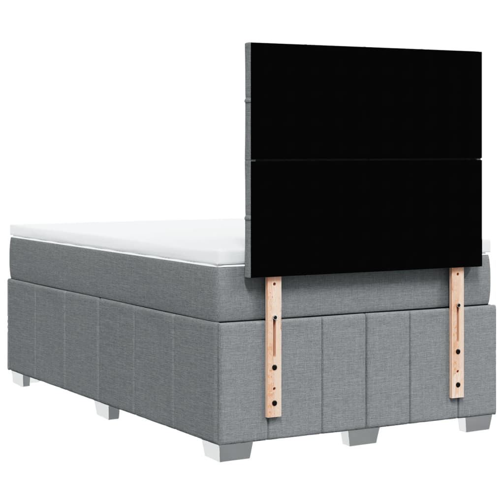 vidaXL Κρεβάτι Boxspring με Στρώμα Ανοιχτό Γκρι 120x200 εκ. Υφασμάτινο
