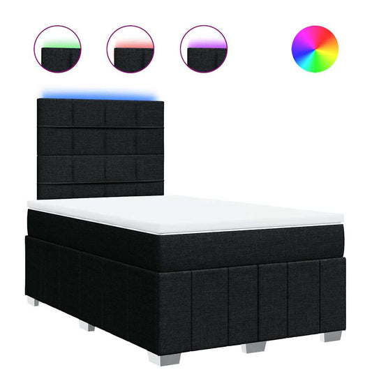 vidaXL Κρεβάτι Boxspring με Στρώμα Μαύρο 120x200 εκ. Υφασμάτινο