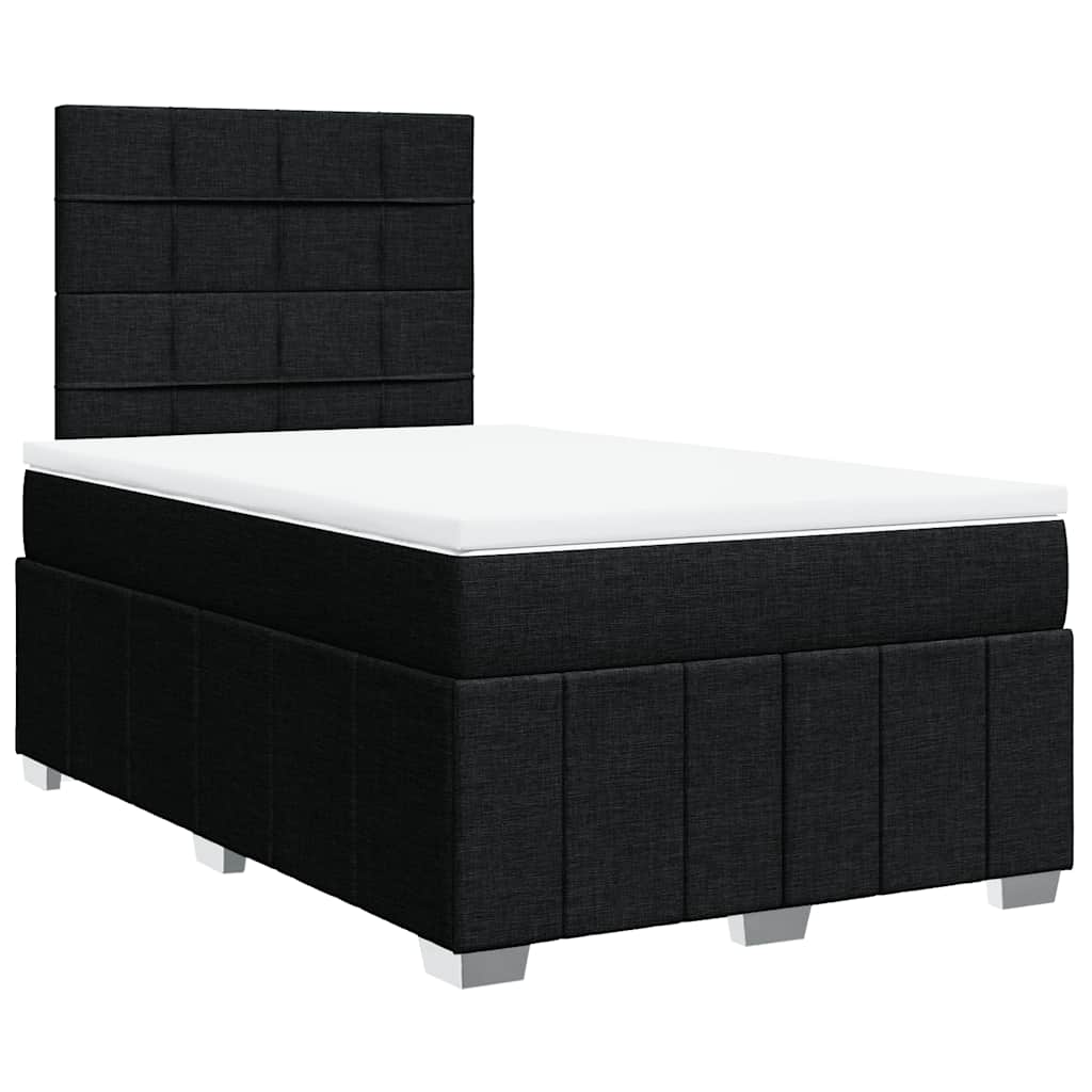 vidaXL Κρεβάτι Boxspring με Στρώμα Μαύρο 120x200 εκ. Υφασμάτινο