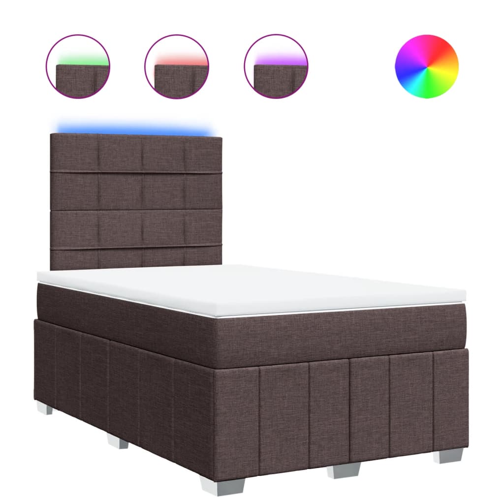 vidaXL Κρεβάτι Boxspring με Στρώμα Σκούρο Καφέ 120x200 εκ. Υφασμάτινο
