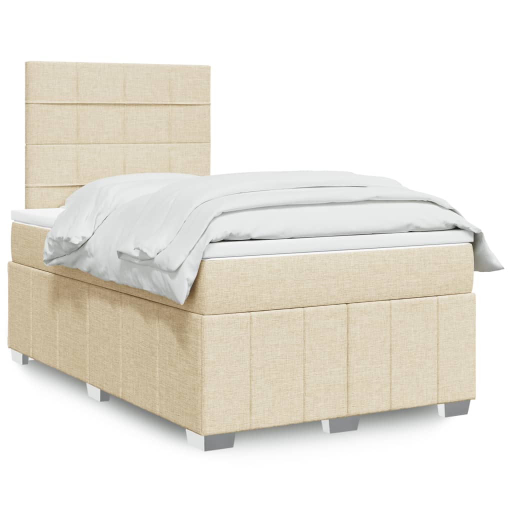 vidaXL Κρεβάτι Boxspring με Στρώμα Κρεμ 120x200 εκ. Υφασμάτινο
