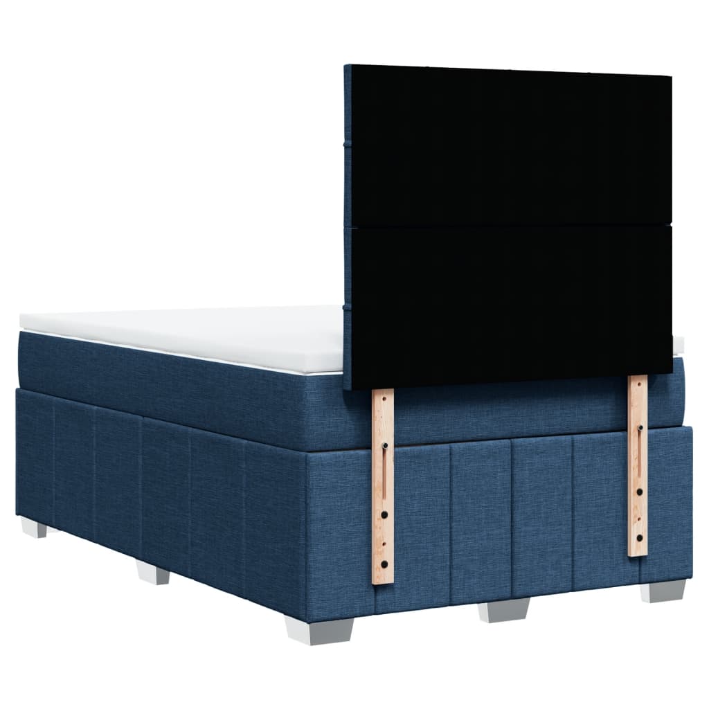 vidaXL Κρεβάτι Boxspring με Στρώμα Μπλε 120x200 εκ. Υφασμάτινο