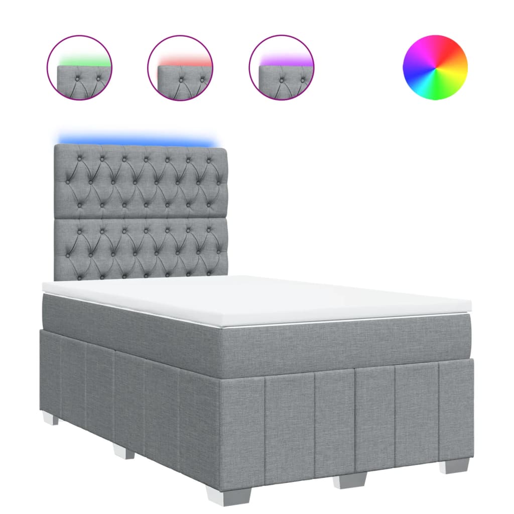 vidaXL Κρεβάτι Boxspring με Στρώμα Ανοιχτό Γκρι 120x200 εκ. Υφασμάτινο