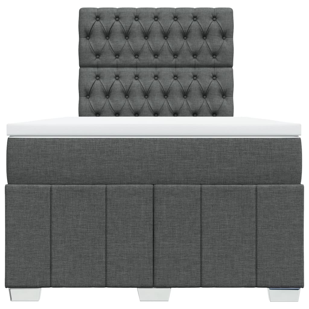 vidaXL Κρεβάτι Boxspring με Στρώμα Σκούρο Γκρι 120x200 εκ. Υφασμάτινο