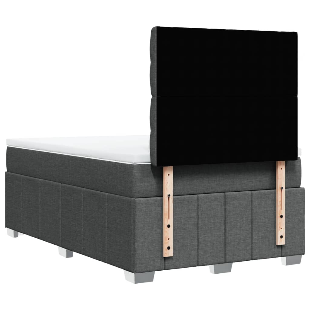 vidaXL Κρεβάτι Boxspring με Στρώμα Σκούρο Γκρι 120x200 εκ. Υφασμάτινο