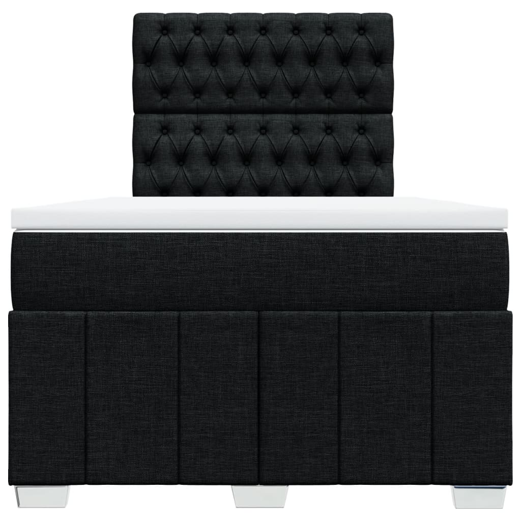 vidaXL Κρεβάτι Boxspring με Στρώμα Μαύρο 120x200 εκ. Υφασμάτινο