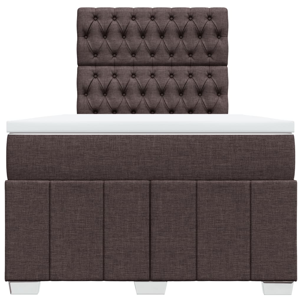 vidaXL Κρεβάτι Boxspring με Στρώμα Σκούρο Καφέ 120x200 εκ. Υφασμάτινο