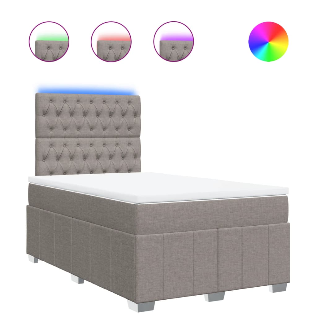 vidaXL Κρεβάτι Boxspring με Στρώμα Taupe 120x200 εκ. Υφασμάτινο