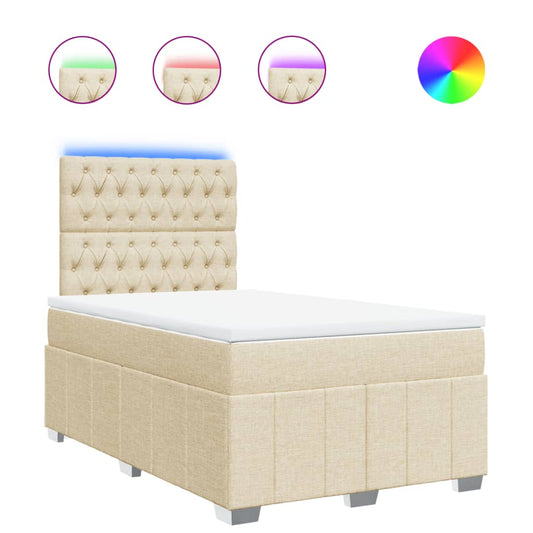 vidaXL Κρεβάτι Boxspring με Στρώμα Κρεμ 120x200 εκ. Υφασμάτινο