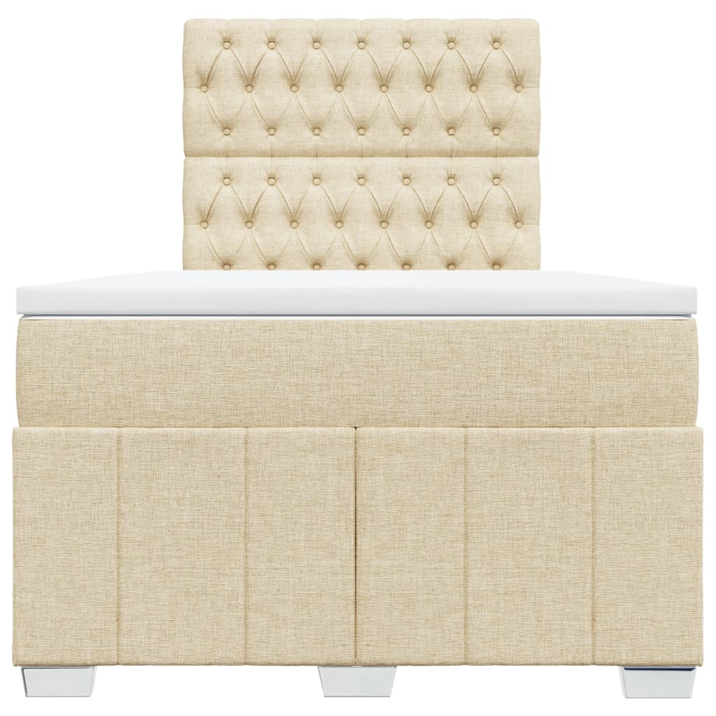 vidaXL Κρεβάτι Boxspring με Στρώμα Κρεμ 120x200 εκ. Υφασμάτινο