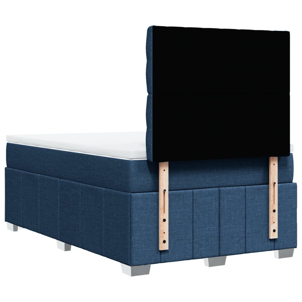 vidaXL Κρεβάτι Boxspring με Στρώμα Μπλε 120x200 εκ. Υφασμάτινο