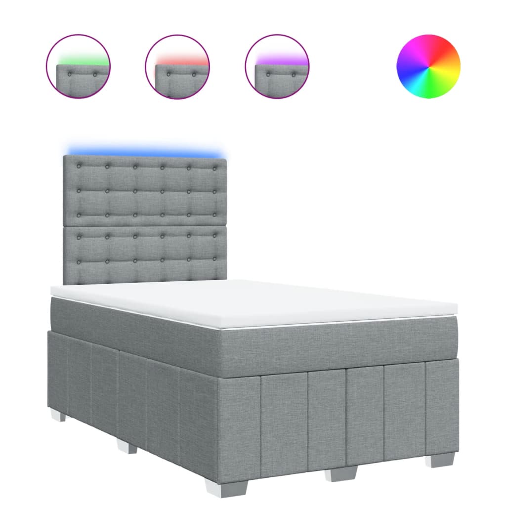 vidaXL Κρεβάτι Boxspring με Στρώμα Ανοιχτό Γκρι 120x200 εκ. Υφασμάτινο