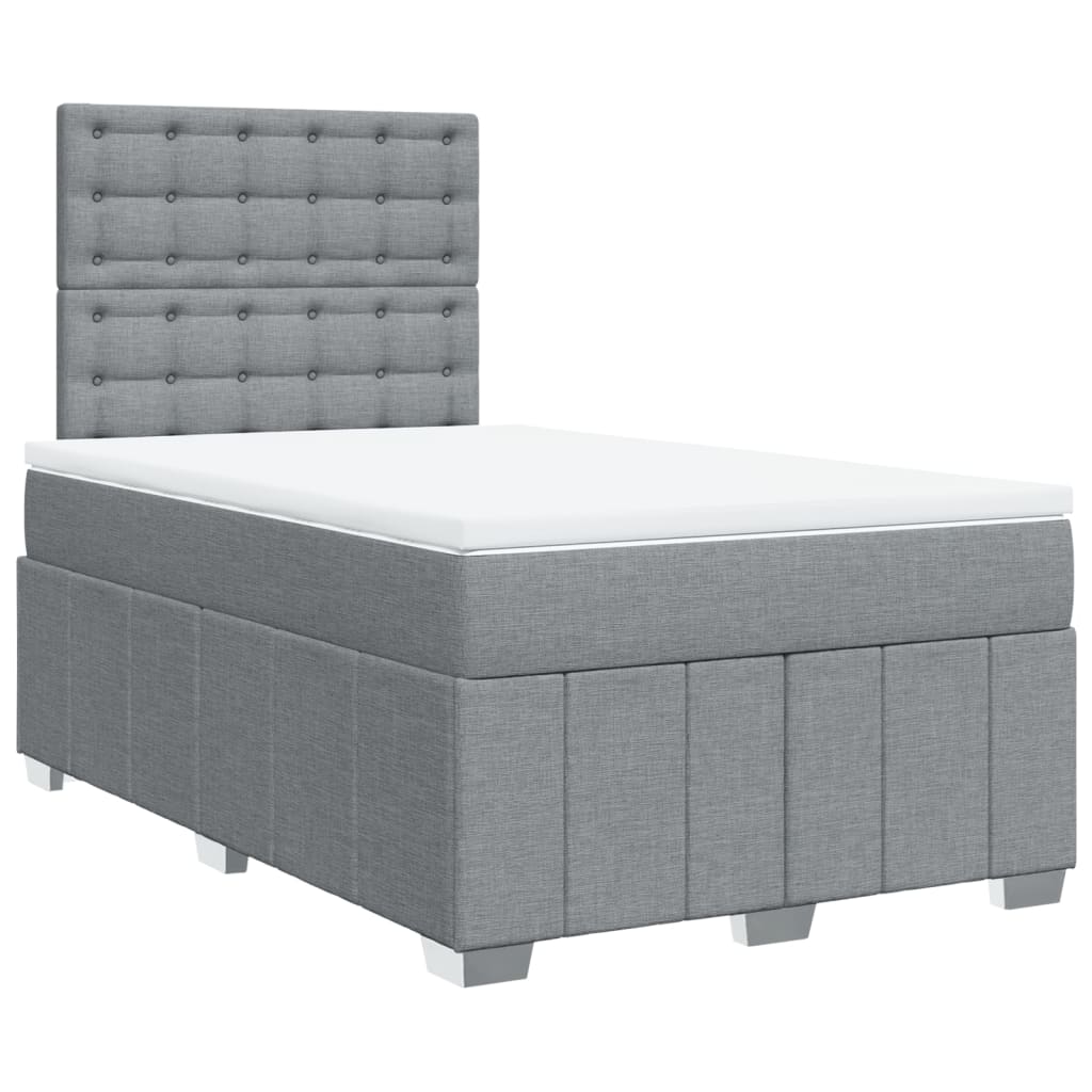 vidaXL Κρεβάτι Boxspring με Στρώμα Ανοιχτό Γκρι 120x200 εκ. Υφασμάτινο