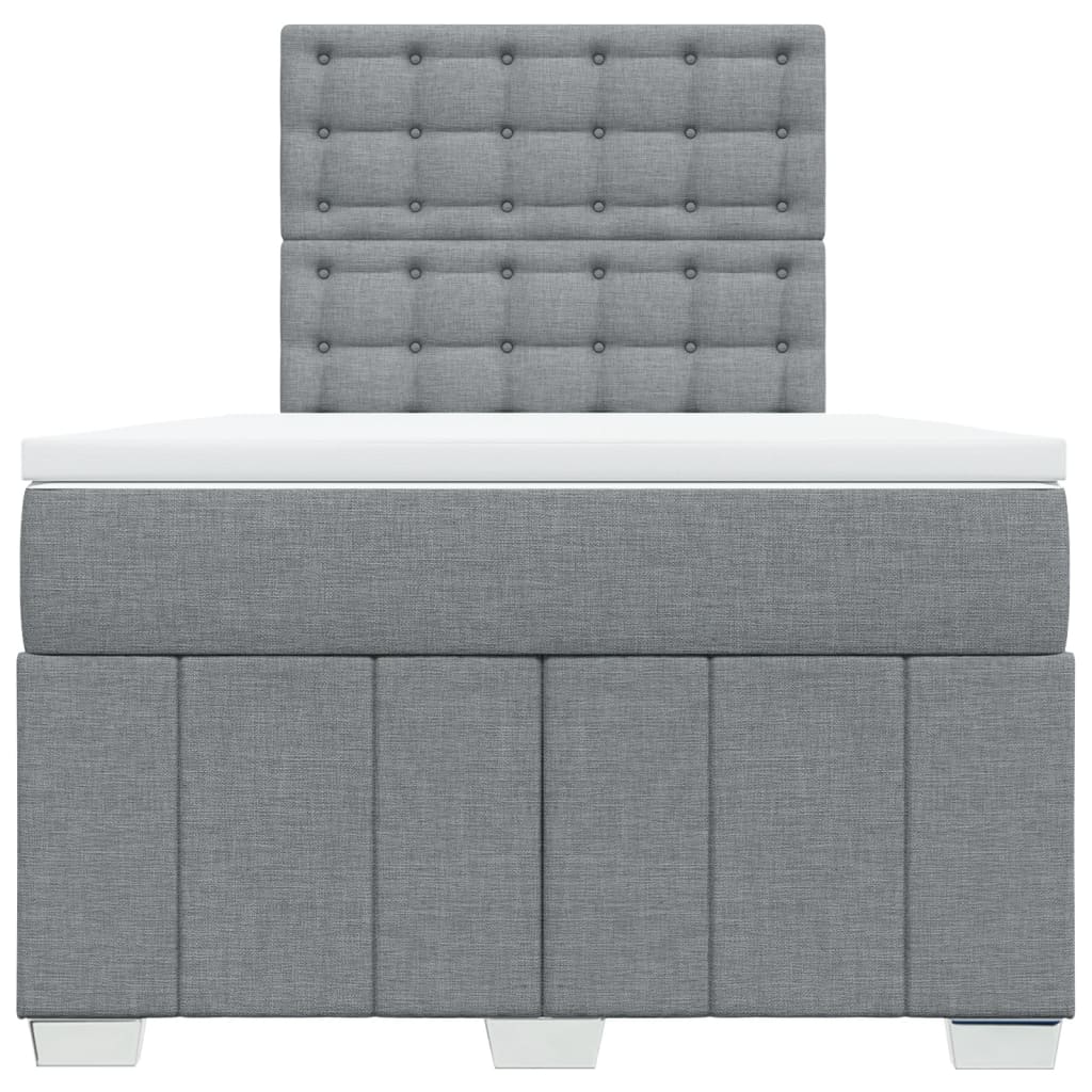 vidaXL Κρεβάτι Boxspring με Στρώμα Ανοιχτό Γκρι 120x200 εκ. Υφασμάτινο