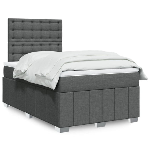 vidaXL Κρεβάτι Boxspring με Στρώμα Σκούρο Γκρι 120x200 εκ. Υφασμάτινο