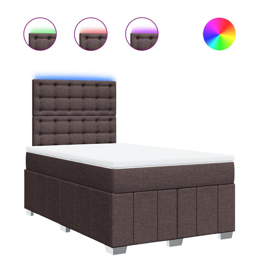 vidaXL Κρεβάτι Boxspring με Στρώμα Σκούρο Καφέ 120x200 εκ. Υφασμάτινο