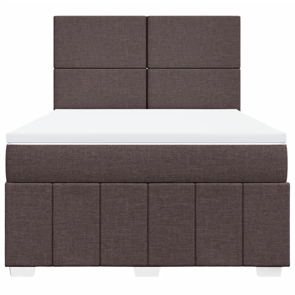vidaXL Κρεβάτι Boxspring με Στρώμα Σκούρο Καφέ 140x190 εκ. Υφασμάτινο