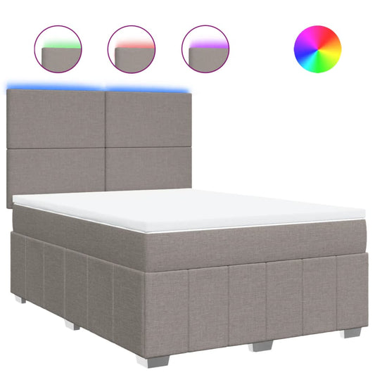 vidaXL Κρεβάτι Boxspring με Στρώμα Taupe 140x190 εκ. Υφασμάτινο